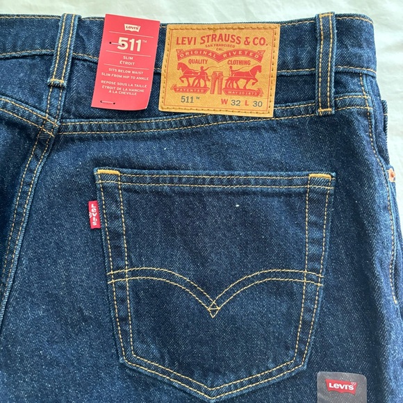 NWT New with Tags Levi's 511 Slim Fit Dark Wash Jeans W32 L30 - Picture 5 of 9